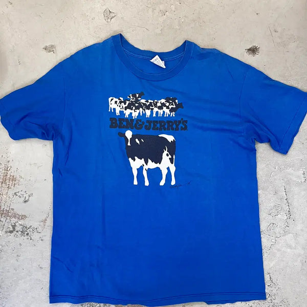 [BUNJANG] 1980s Ben & Jerry's Vintage T-Shirt Blue / [XL] 1980s 빈티지 BEN&JERRYS 티셔츠 블루