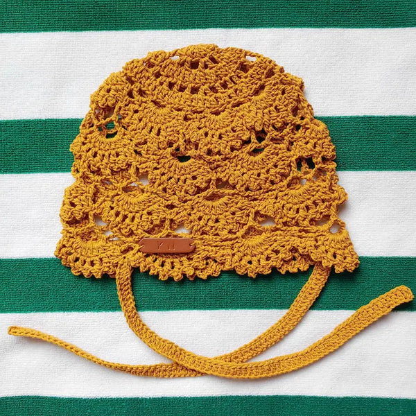 [BUNJANG] Handmade Crochet Lace Beanie Mustard / 핸드메이드 크로셰 레이스 비니 (머스터드)