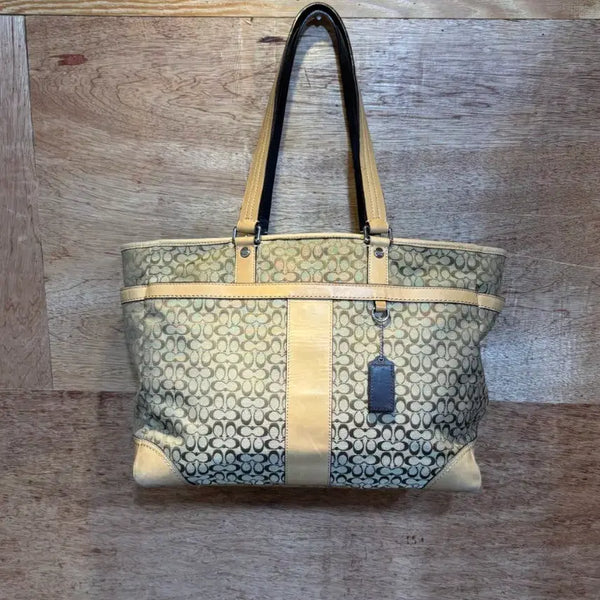 [BUNJANG] Coach Signature Canvas Tote Bag Shoulder Bag / 코치 시그니처 캔버스 토트백 숄더백 가방