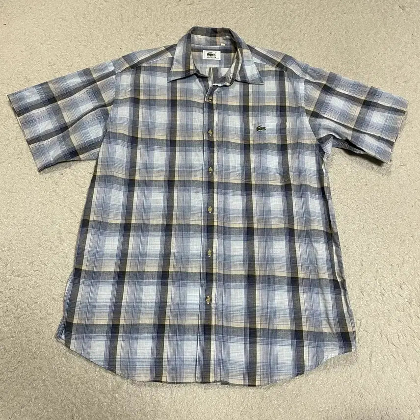 [BUNJANG] Lacoste Check Short Sleeve Shirt Size 3 / 라코스테 체크 반팔 셔츠 3