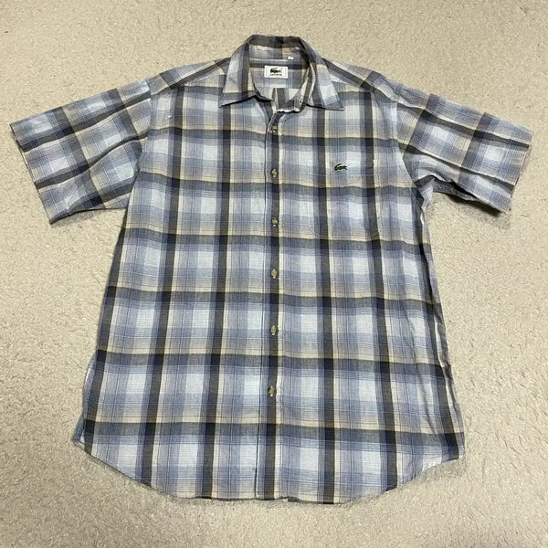 [BUNJANG] Lacoste Check Short Sleeve Shirt Size 3 / 라코스테 체크 반팔 셔츠 3