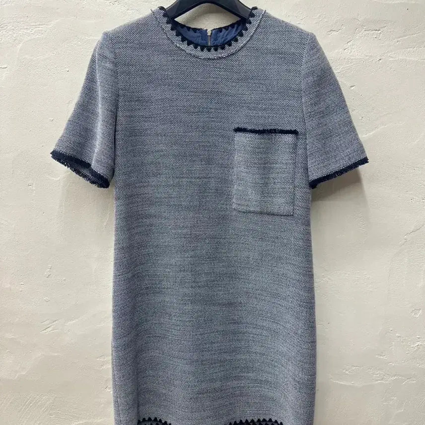 [BUNJANG] Maje Women's Blue Tweed Short Sleeve Dress Size 55 / 마쥬 여 원피스 블루/트위드/반팔 55