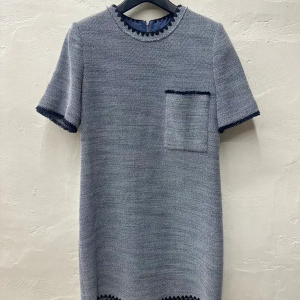 [BUNJANG] Maje Women's Blue Tweed Short Sleeve Dress Size 55 / 마쥬 여 원피스 블루/트위드/반팔 55