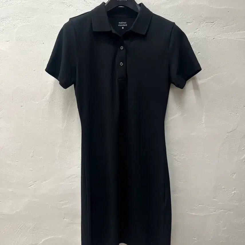 [BUNJANG] Musinsa Women's Black Collar Short-Sleeve Dress XS / 무신사 여 원피스 블랙/카라/반팔 XS