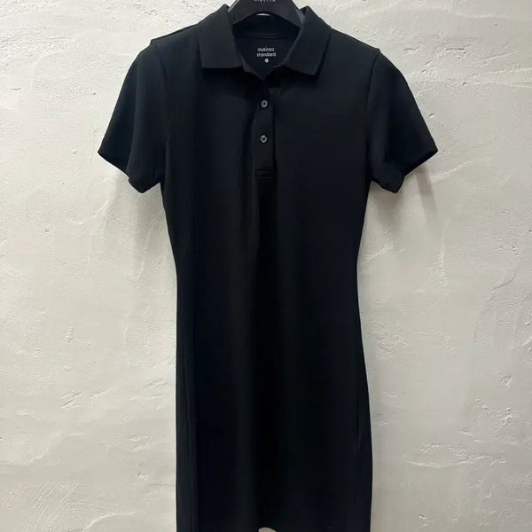 [BUNJANG] Musinsa Women's Black Collar Short-Sleeve Dress XS / 무신사 여 원피스 블랙/카라/반팔 XS
