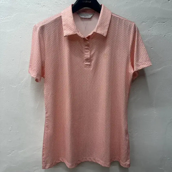[BUNJANG] Milaschon Women's Short Sleeve Collar T-Shirt Pink Pattern Functional / 밀라숀 여 카라티 연핑크패턴/기능성/반팔 95