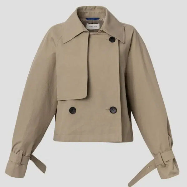 [BUNJANG] KUHO Plus Signature Button Point Short Trench Coat Beige / 구호플러스
