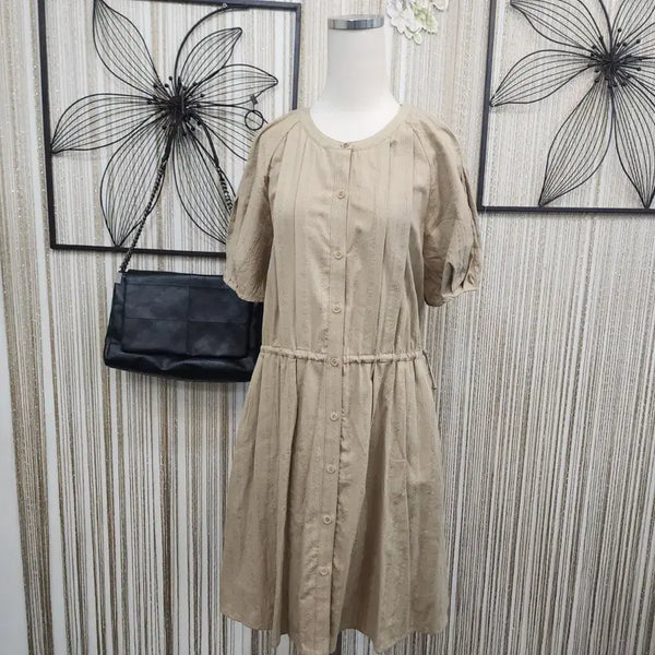 [BUNJANG] Olive des Olive Beige Button Midi Dress (Size 55-66) / 올리브 데 올리브 55ㅡ66가능  베이지색 버튼 원피스