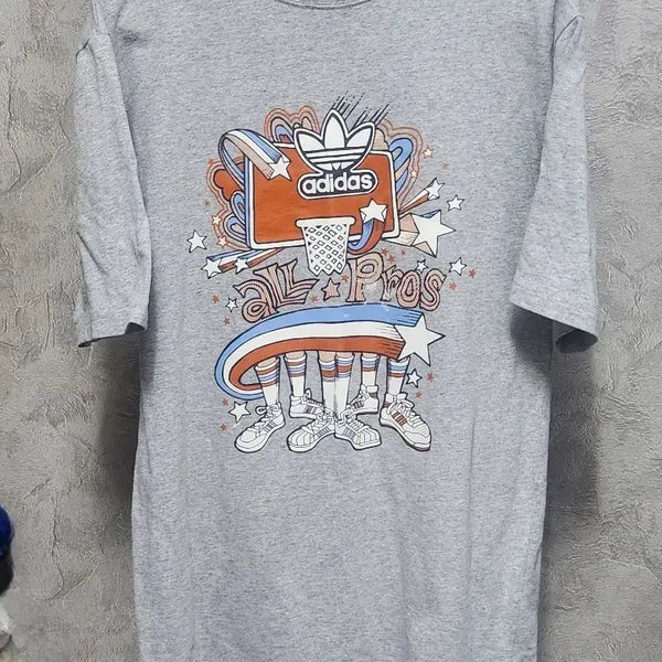 [BUNJANG] Adidas All Pros Graphic Short Sleeve T-Shirt - Grey / 아디다스 반팔 티셔츠 그레이 All Pros 그래픽