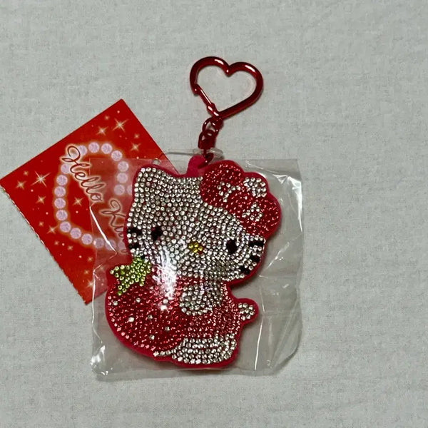 [BUNJANG] Sanrio Hello Kitty Kirakira Deco Keychain / 산리오 헬로키티 키라키라 데코 키홀더 키링 큐빅 라인스톤 빤짝이 하트