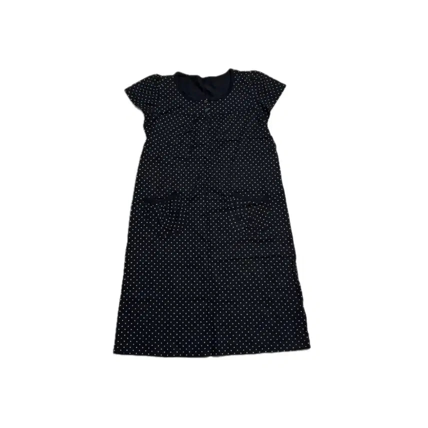 [BUNJANG] Vintage Polka Dot Pocket Long Sleeve Dress / 빈티지 도트 포켓 주머니 반팔 롱 원피스