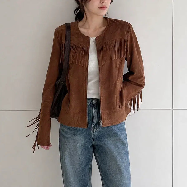 [BUNJANG] ZARA Suede Fringe Jacket / 자라 ZARA 스웨이드 프린지 자켓 (무료배송)