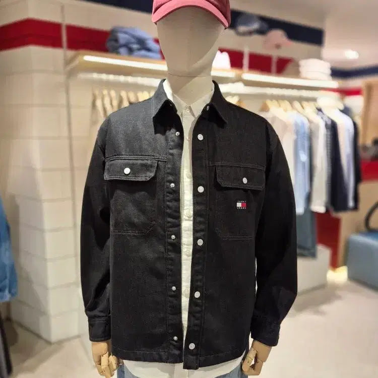 [BUNJANG] Tommy Jeans Black Denim Shirt Jacket / [새상품] 타미진스 흑청 데님셔켓 데님자켓 데님셔츠 100