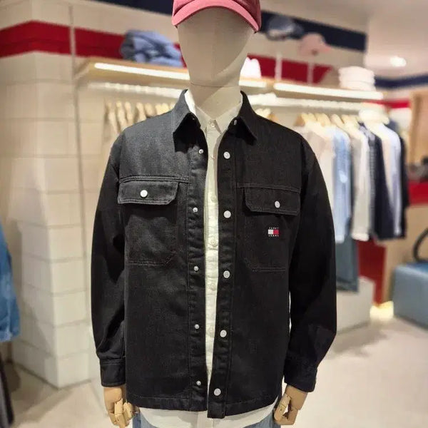 [BUNJANG] Tommy Jeans Black Denim Shirt Jacket / [새상품] 타미진스 흑청 데님셔켓 데님자켓 데님셔츠 100