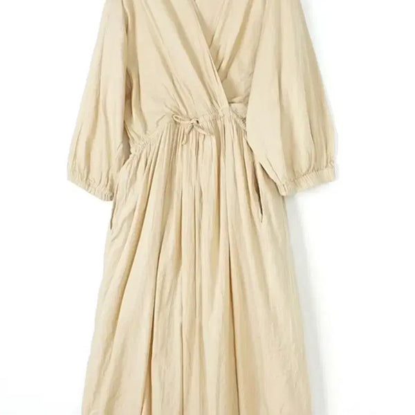 [BUNJANG] Beige Strap Long Cotton Dress / 베이지 스트랩 롱 면원피스