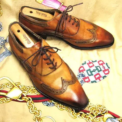 [BUNJANG] Esquire Patina Genuine Leather Wingtip Oxford Shoes / 이태리주문 에스콰이어 브라운 파티나제법 카프스킨 윙팁 옥스포드 245