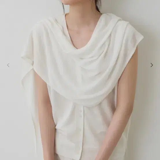[BUNJANG] Theovv Ella Scarf Knit Vest Ivory / 토와브 엘라 스카프 니트 베스트 아이보리