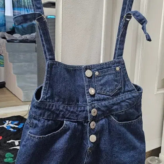 [BUNJANG] Denim Pinafore Mini Dress / 청청 원피스 데님 멜빵 원피스