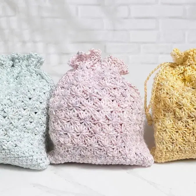 [BUNJANG] Handmade Twinkle Floral Knit Pouch / 핸드메이드 트윙클 꽃무늬 뜨개 파우치