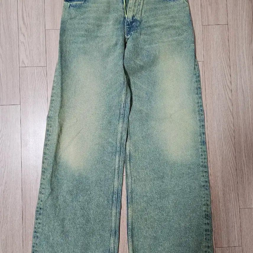 [BUNJANG] Zara Flared Fit Overdyed Yellow Washing Wide Jeans / [29] 자라 플레어 핏 오버다이드 옐로우 워싱 진 와이드 청바지