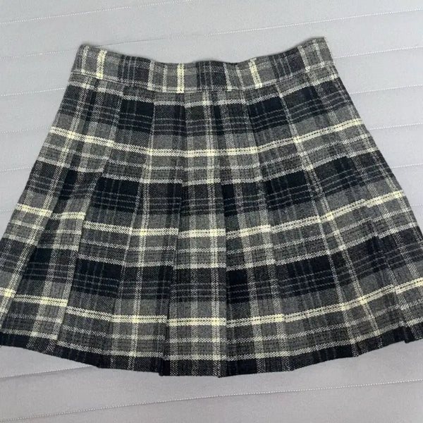 [BUNJANG] Vintage Black Check Mini Tennis Skirt / 빈티지 블랙 체크 테니스스커트