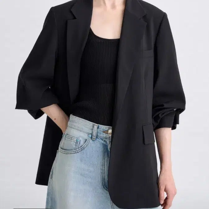 [BUNJANG] Time Back Slit Black Jacket / 타임 백슬릿 블랙자켓