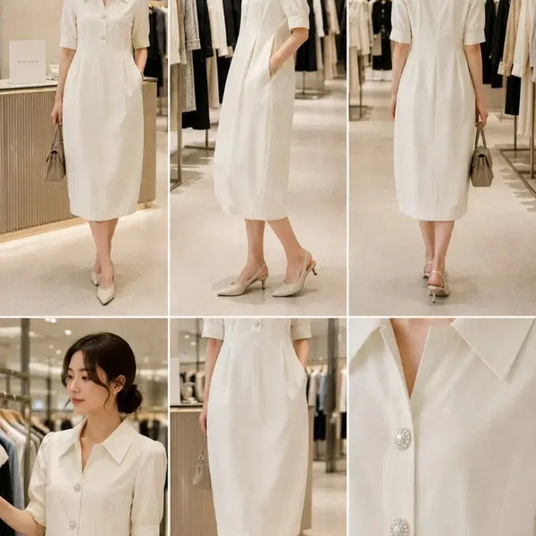 [BUNJANG] MOJO. S. PINE Ivory Collar Long Dress Size 55 / 모조에스핀 아이보리 카라 롱원피스 55
