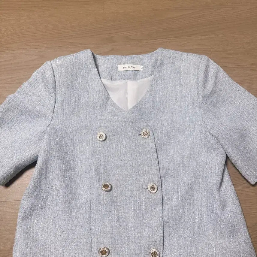 [BUNJANG] Tweed Double-Button Short-Sleeve Jacket / 트위드 더블 버튼 반팔자켓
