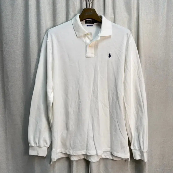 [BUNJANG] Polo Ralph Lauren Long Sleeve Polo Shirt White Navy Logo Size 110 / 110 폴로 랄프로렌 롱슬리브 긴팔 카라티 pk