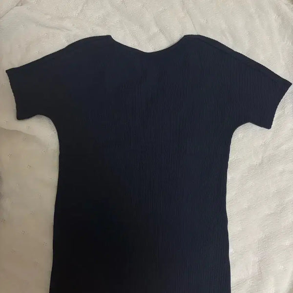 [BUNJANG] LE917 Scoop Neck T-Shirt Navy / 르917 백 스쿱넥 티셔츠 네이비