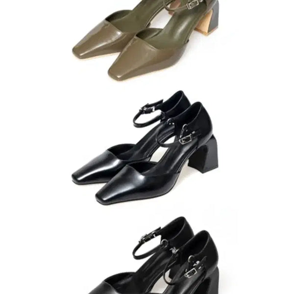 [BUNJANG] Kang Jame Mary Jane Heels / 강자매 메리제인 힐 카키, 블랙
