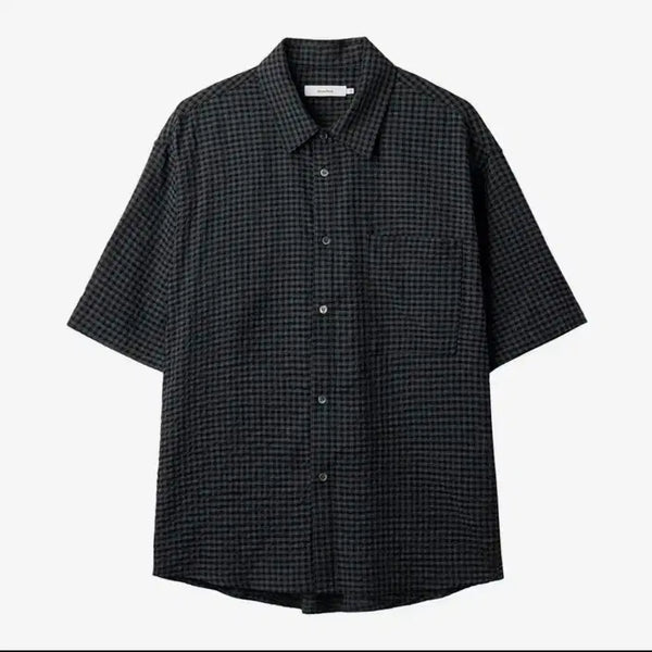 [BUNJANG] Arban Sand Check Half Shirt Black Size 3 / 아르반 샌드 체크 하프셔츠 블랙 3사이즈