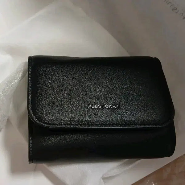 [BUNJANG] Jill Stuart Flower Charm Genuine Leather Bi-Fold Wallet / 새상품 JAWA6E701BK 질스튜어트 플라워참장식 소가죽 3단 지갑