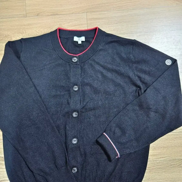 [BUNJANG] DAKS Navy Striped Cardigan / 가디건 네이비 넥라인/소매 빨강 줄무늬 77