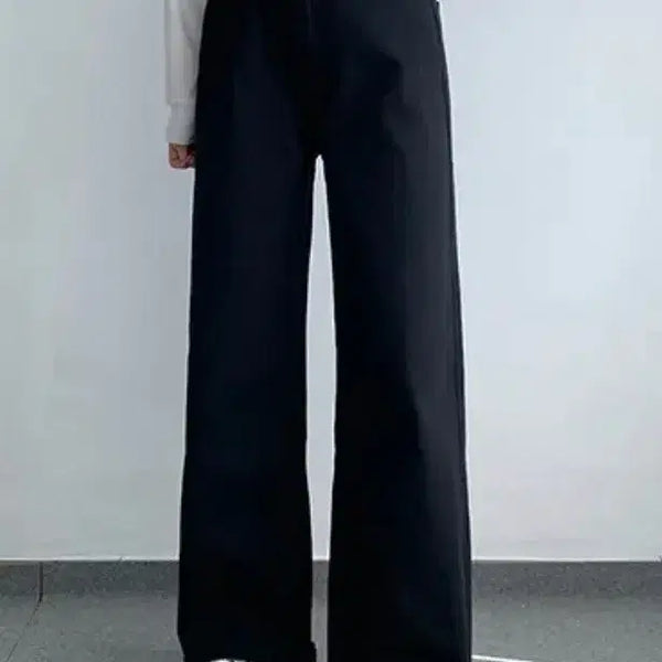 [BUNJANG] Black Back-Banded Straight Wide Pants / 일자와이드 바지