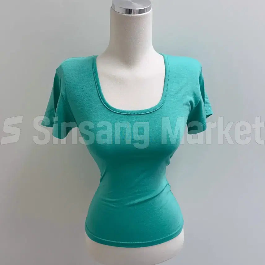 [BUNJANG] Olli Square Neck Short Sleeve T-Shirt / [바로발송] 여름 기획 올리 스퀘어넥 반팔 민트코어 에이블리 지그재그