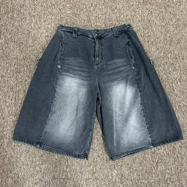 [BUNJANG] ANOTHER WAVE Wide Fit Black Denim Shorts (L) / ANOTHER WAVE 와이드 흑청 반바지 L
