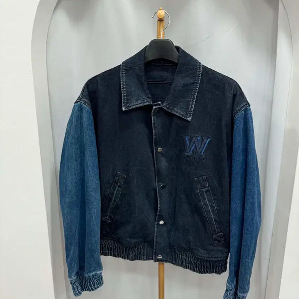 [BUNJANG] Wooyoungmi Denim Varsity Jacket Size 48 / 우영미 데님 바시티 자켓 48사이즈