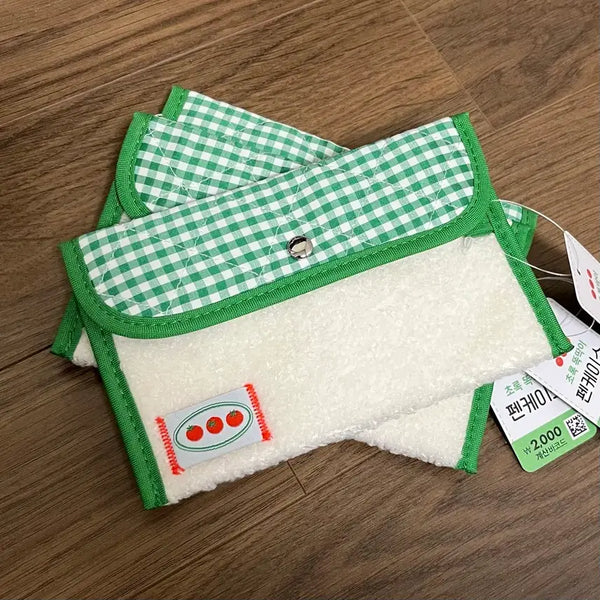 [BUNJANG] Daiso Tomato Clip Pen Case Pouch / (새상품) 다이소 토마토 초록 똑딱이 필통 파우치