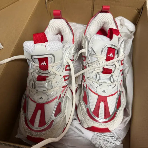 [BUNJANG] Adidas Ventio XLG Deluxe Sneakers White Red (260) / 아디다스 벤토 XLG 디럭스 스니커즈 화이트 레드 260