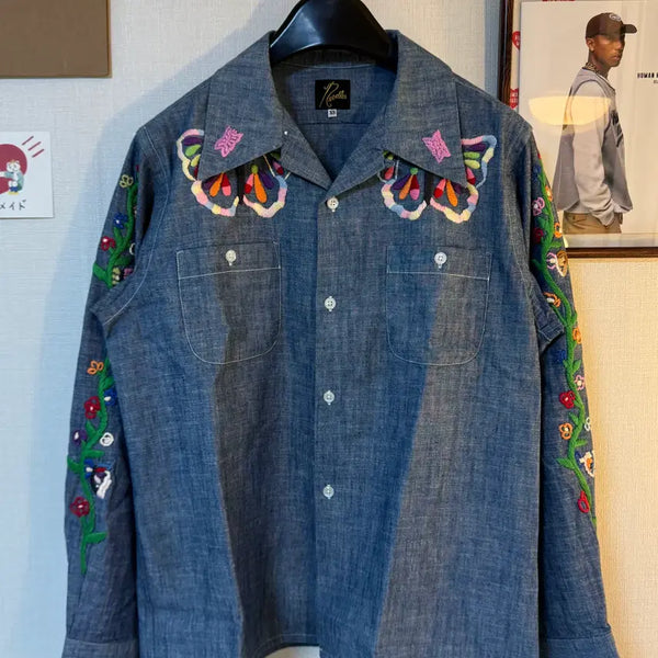 [BUNJANG] Needles Western Chambray One-Up Shirt Blue XS / 니들스 웨스턴 샴브레이 원업 셔츠 블루