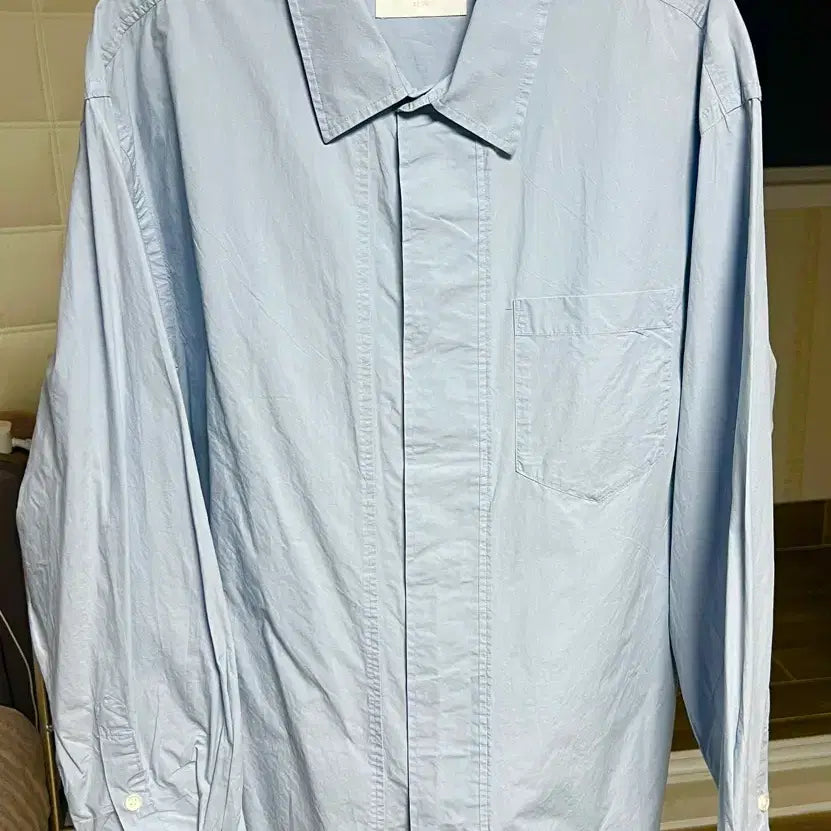 [BUNJANG] Customellow Relaxed Fit Front Line Shirt Blue Size 100 / 커스텀멜로우 릴렉스드 핏 프론트 라인 셔츠 블루 100