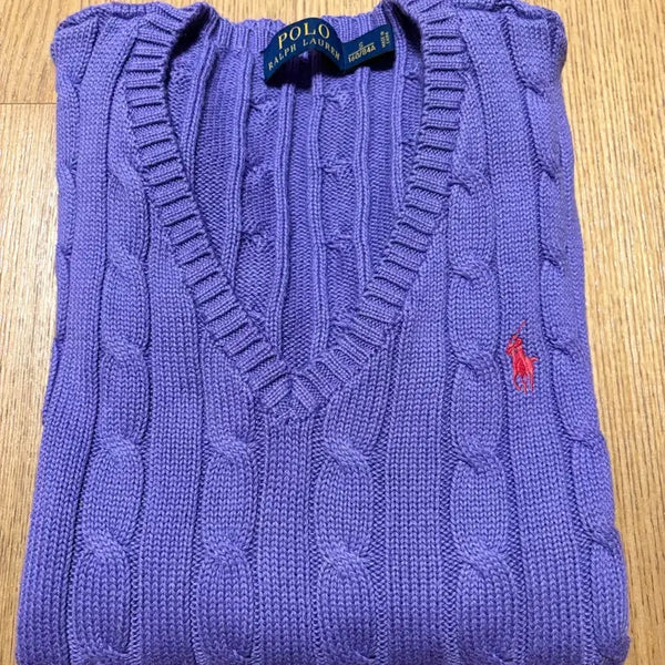 [BUNJANG] Polo Ralph Lauren Cable Knit Sweater Purple (Small) / 폴로 랄프로렌 케이블 니트 보라색 (small)
