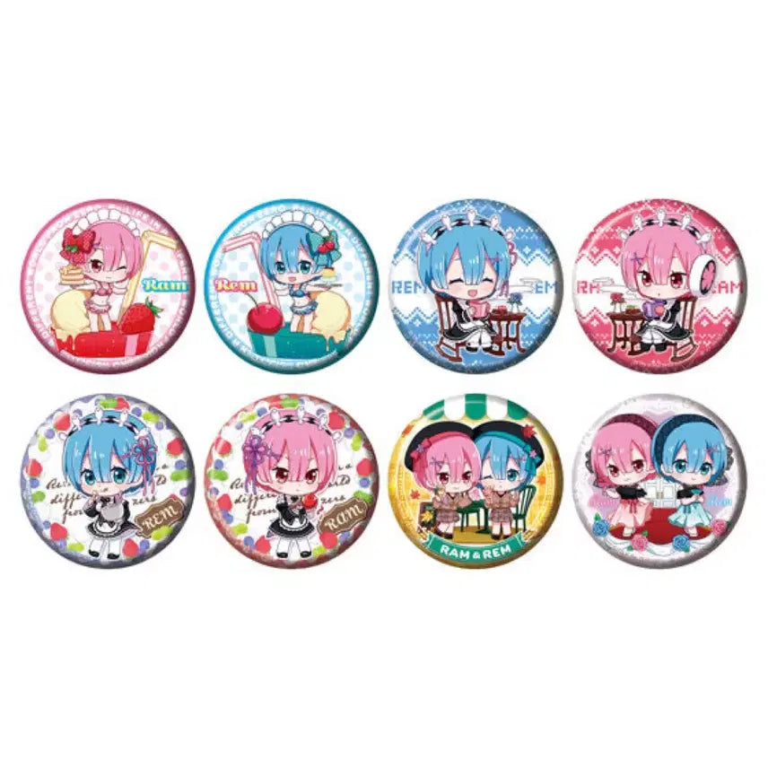 [BUNJANG] Re:Zero Ram Rem Can Badge Set (Sealed) / 미개봉 현물) 리제로 렘, 람 캔뱃지 판매
