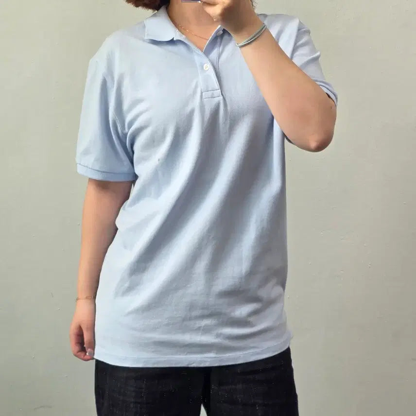 [BUNJANG] GAP Sky Blue Short Sleeve Polo Shirt / [프립]S/갭 GAP 반팔 카라티 하늘색