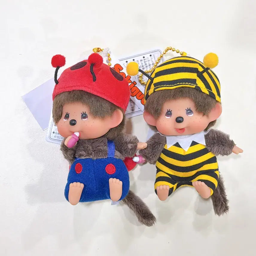 [BUNJANG] Ladybug & Honey Bee Monchhichi Doll Keychain Set / 무당벌레, 꿀벌몬치치  인형키링