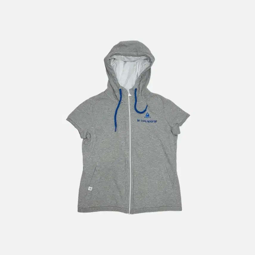 [BUNJANG] Le Coq Sportif Grey Short-Sleeve Hoodie Zip-Up / 르꼬끄 회색 반팔 후드집업
