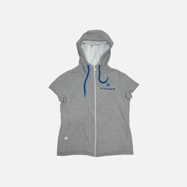 [BUNJANG] Le Coq Sportif Grey Short-Sleeve Hoodie Zip-Up / 르꼬끄 회색 반팔 후드집업