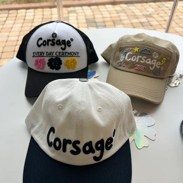 [BUNJANG] Corsage Cap Hats (Set of 3) / (택 달린 새상품) 코사지 모자 캡 3개