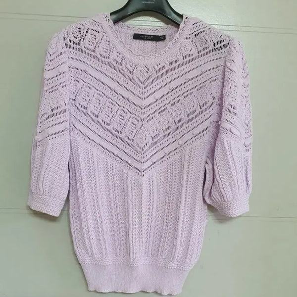 [BUNJANG] JILLSTUART Lavender Punching Knit T-Shirt / JILLSTUART  라벤다색 펀칭 니트티.